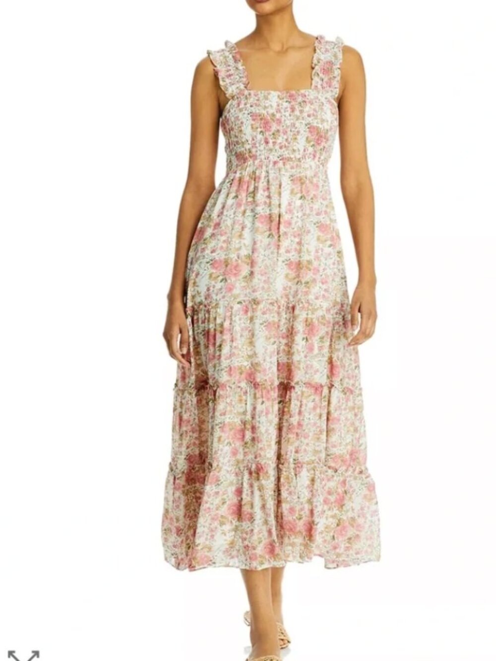 Lucy Paris Smocked Pink Floral Maxi Dress - Size Small